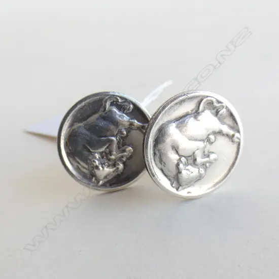 PR STG GEORG JENSEN CUFFLINKS; BULL DESIGN 20mm dia 17 GRAMS