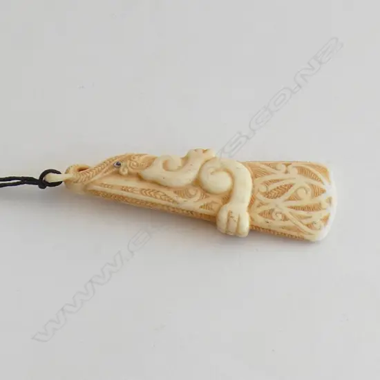 MAORI BONE CARVED PENDANT ON CORD