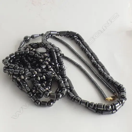 5 HEMATITE NECKLACES 