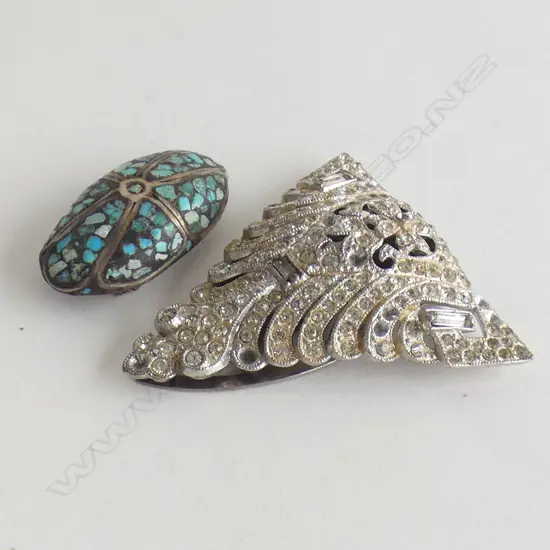 2 VINTAGE SCARF CLIPS; 1 PASTE & ONE MOSAIC