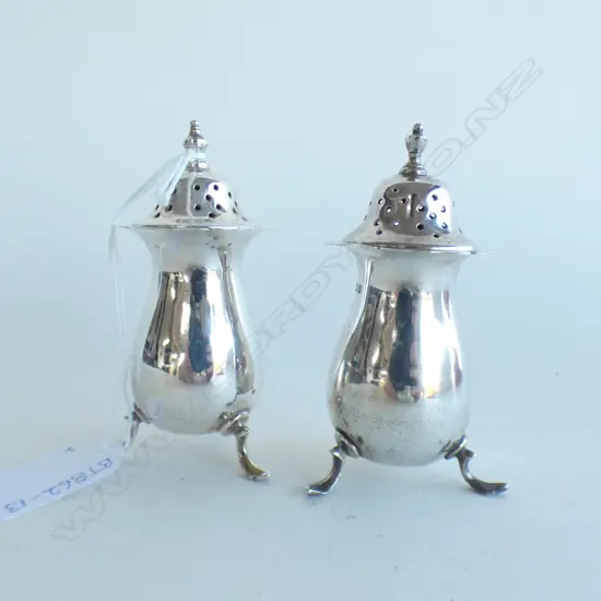 TWO SILVER PEPPER POTS 86gm