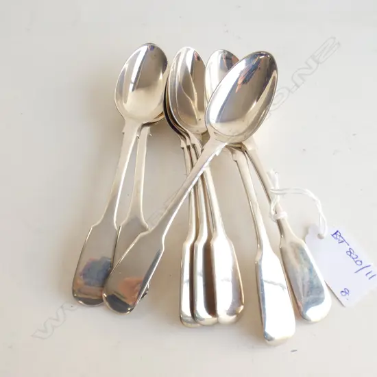 8 STG SILVER TEA SPOONS LONDON 1845 239 GRAMS