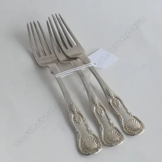 3 STG SILVER FORKS, EDINBURGH 146 GRAMS 