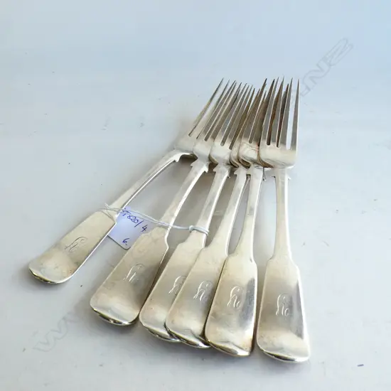 6 SCOTTISH GEORGIAN STG SILVER FORKS GLASGOW 1830 495 GRAMS
