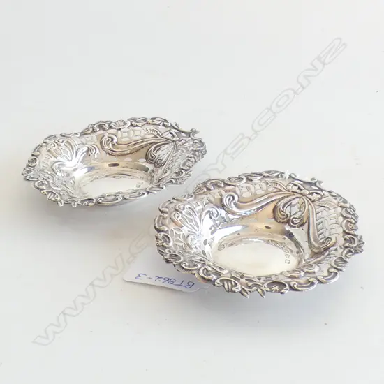 PAIR SMALL SILVER PIN TRAYS CHESTER 1896 30gm 