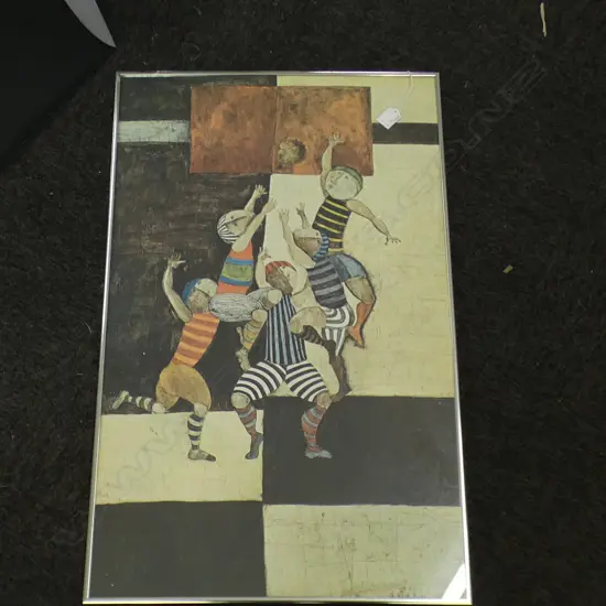 LG COMICAL SPORTSMEN FRAMED PRINT 470 X 800MM