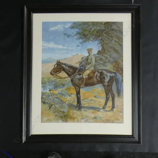 W.A BOWRING (1874-1931) BOER WAR LITHO PRINT OF SOLDIER ON HORSEBACK