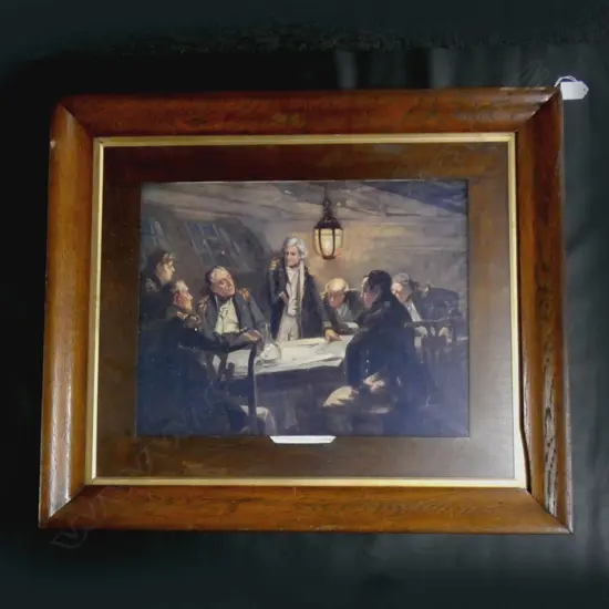 OAK FRAMED PRINT NELSON'S CHART ROOM ON VICTORY