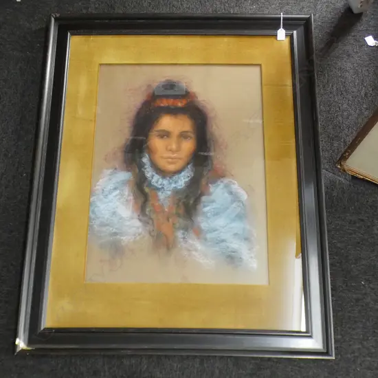 PASTEL ON BOARD 'PRINCESS KA'IULANI OF HAWAII (1875-1899) BY KRISTEN ZAMBUCKA  NZ 1973  520 X 700MM