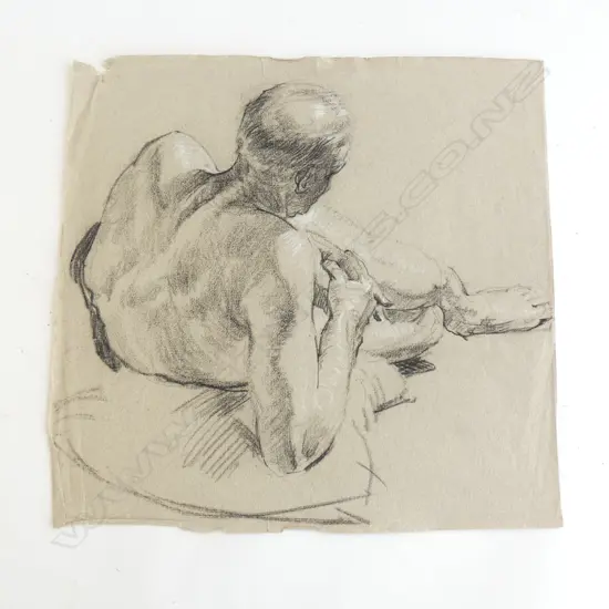 H.L. RICHARDSON SKETCH ELDERLY GENT RECLINING