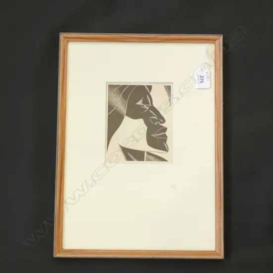 GEORGE WOODS, MAORI HEAD, WOODCUT, 130 x 115mm