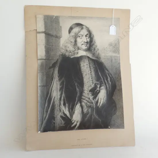 JAN LIVENS ORIGINAL BLACK CHALK ON PAPER 'PORTRAIT OF MAN UNKNOWN' 305 X 410MM