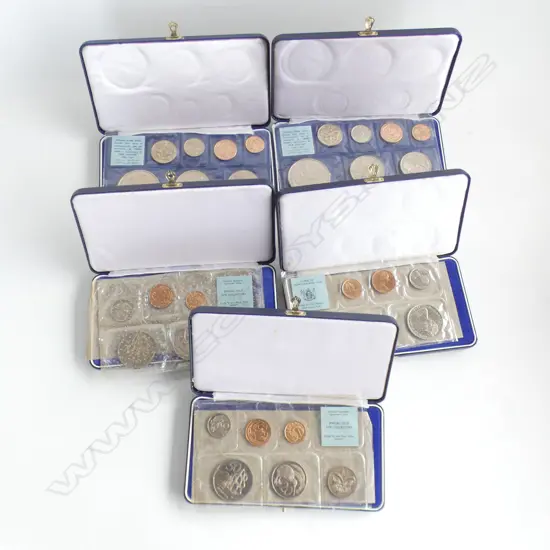 5 BOXED COIN SETS; 3 NZ COMMEMORATIVE ,2 BRITISH
