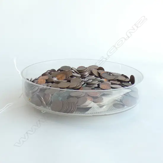 TRAY OF ASST. COINS; NZ 1c ETC