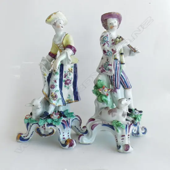 PR ANTIQUE FIGURINES; SHEPHERD & SHEPHERDESS  H. 170mm