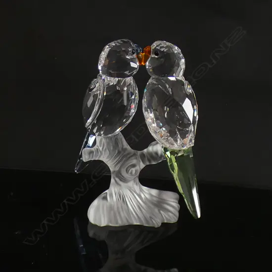 SWAROVSKI CRYSTAL PR LOVEBIRD ON BRANCH H80MM IN ORIGINAL BOX W SLEEVE