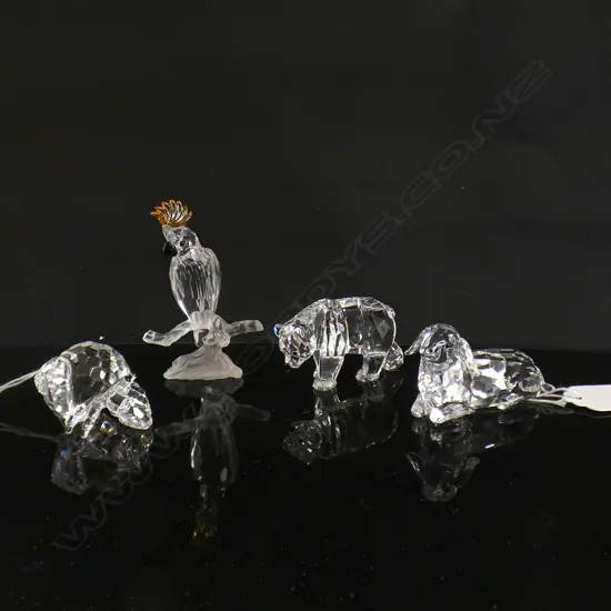 4 SWAROVSKI CRYSTAL ANIMALS; POLAR BEAR, CRAB, SHEEP & PARROT (H80MM) EACH IN ORIGINAL BOX