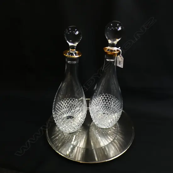 CORRE CRYSTAL 2 DECANTERS AND TRAY EX SULTAIN OF BRUNAI
