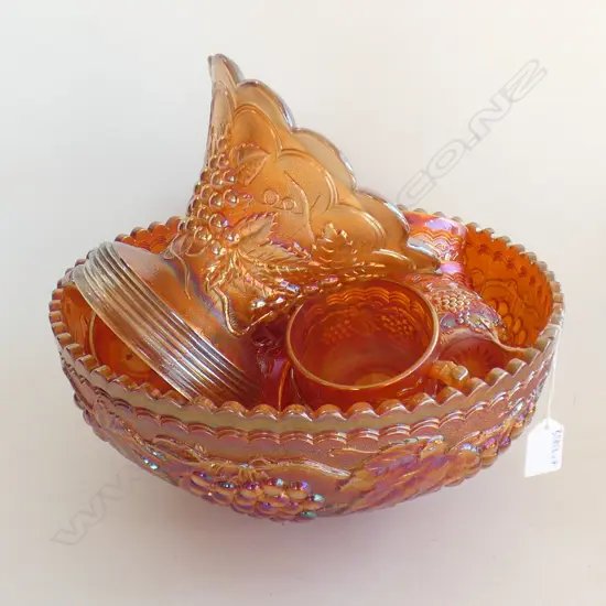 LARGE MARIGOLD PUNCH BOWL & 12 GLASSES