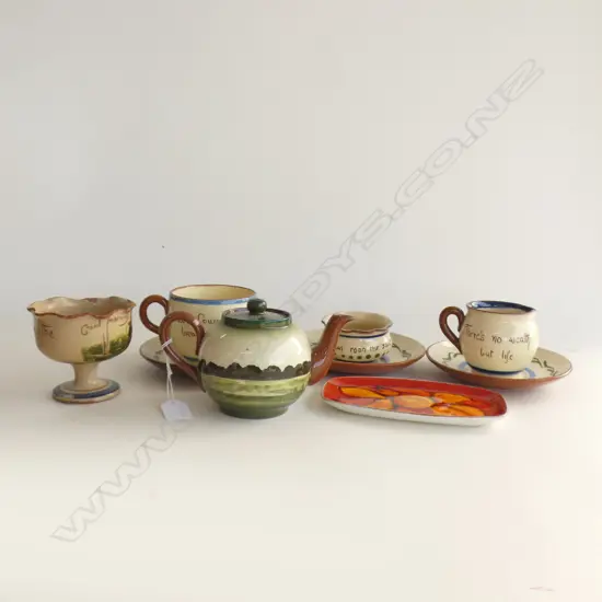 8 PCE TORQUAY WARE TEA SET + POOLE DISH