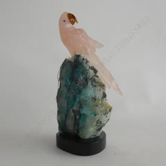 ROCK CRYSTAL CARVED PARROT ON CRYSTAL BASE.H.205mm