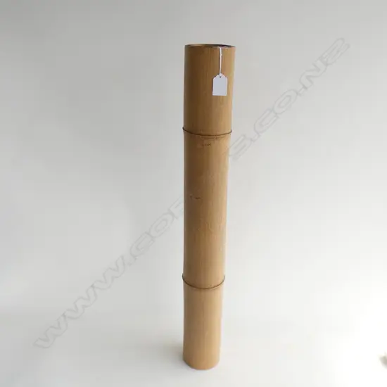 OLD JAPANESE TALL BAMBOO VASE COPPER LINED H.730mm