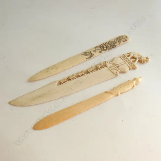 3 X OLD IVORY PAPER KNIVES