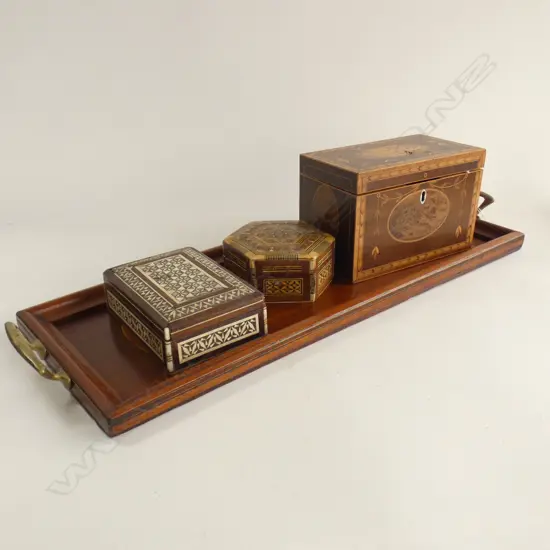 3 INLAID CONTAINERS ON TRAY L.590mm