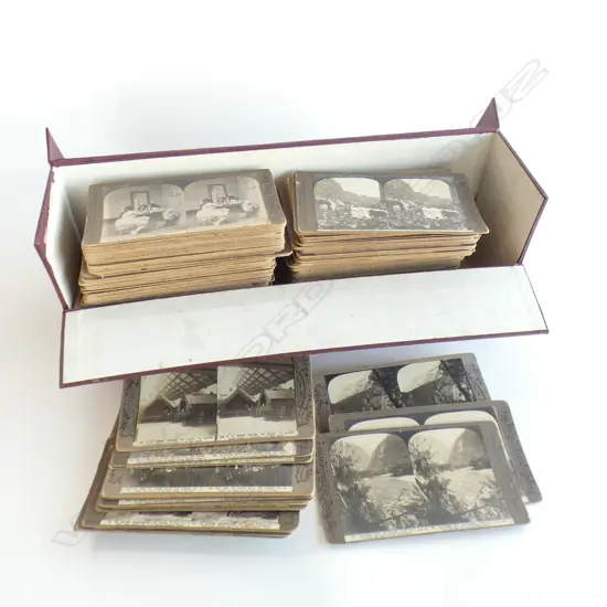 LARGE COLLECTION VINTAGE STEREOSCOPE CARDS, BOXED