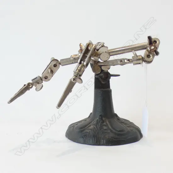 VINTAGE WATCHMAKERS HOLD ALL ON CAST IRON STAND 