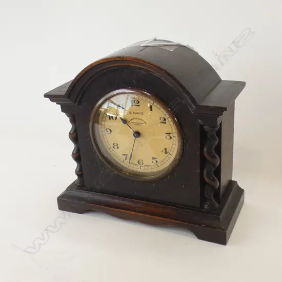 OAK MANTLE CLOCK, SWISS MOVT. WALES & MCCULLOCK LONDON H.175mm