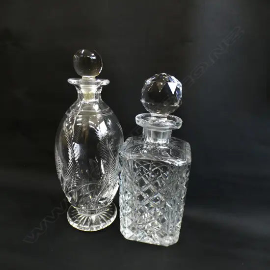 2 CRYSTAL DECANTERS - LARGEST H 290MM