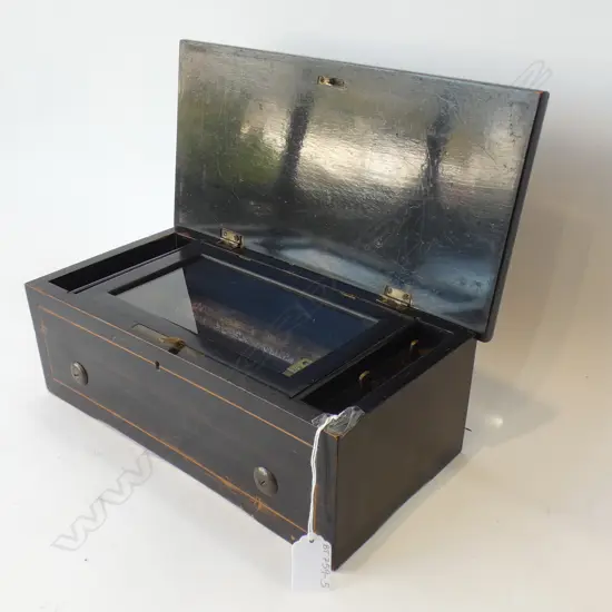 VICTORIAN WOODEN CASED MUSIC BOX,  WORKING,  L. 340mm