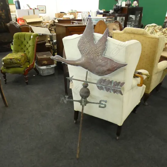 COPPER WEATHER VANE WITH FLYING GOOSE H. 1340MM