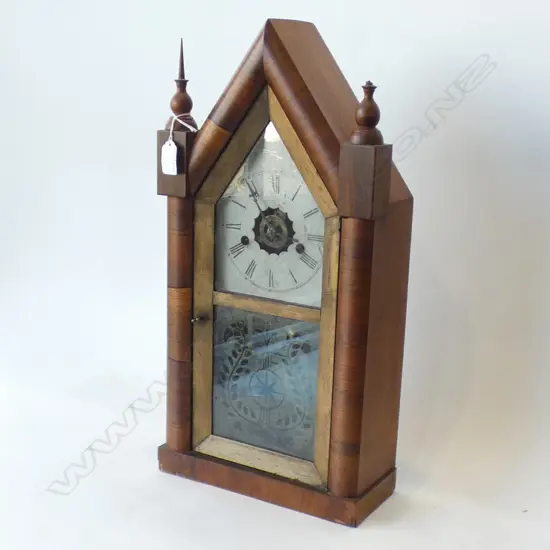 WOODEN STEEPLE MANTLE CLOCK A/F H510MM