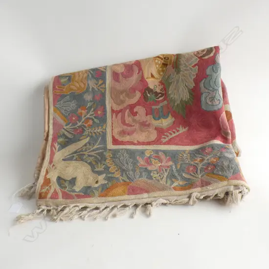 LARGE HAND EMBROIDERED INDO PERSIAN WALL HANGING...