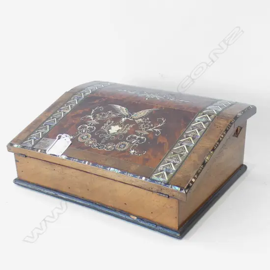 ANTIQUE WRITING BOX MOP INLAY W.305mm