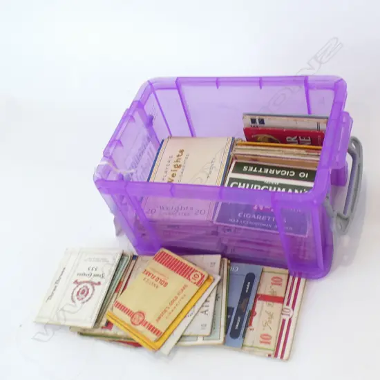 SM CONTAINER OF OLD CIGARETTE CARDBOARD SLEEVES 