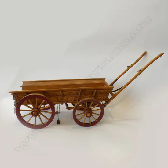 WOOD AND METAL CART WITH LONG HARNESS STRUTS - L 740 MM