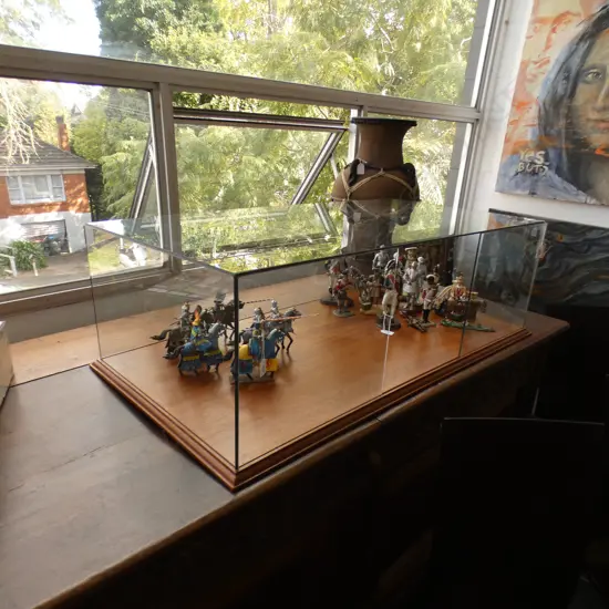 LG GLASS HORIZONTAL DISPLAY CASE WITH WOODEN BASE L 1000 H 325MM