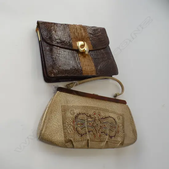 2 VINTAGE HANDBAGS; CROC + OTHER