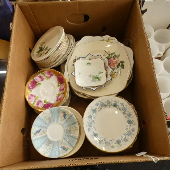 LG BOX ORPHAN CHINA; PLATES, SAUCERS ETC..