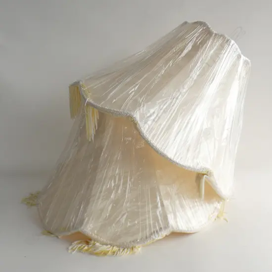 PR NEW TASSELED CREAM FABRIC LAMP SHADES H.310mm