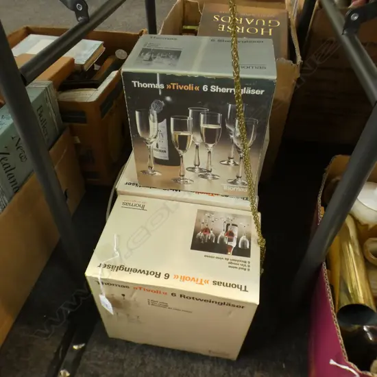 4 BOXES 6 THOMAS GERMAN WINE GLASSES; RED, WHITE, CHAMPAGNE & SHERRY 