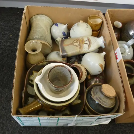 BOX LOT ASST. POTTERY INCL. JAMES GREIG ETC