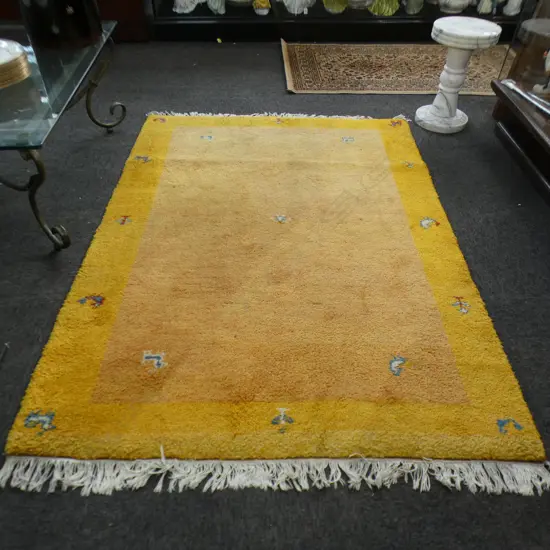 LARGE YELLOW WOOL PILE GABBEH RUG 1800x1270mm