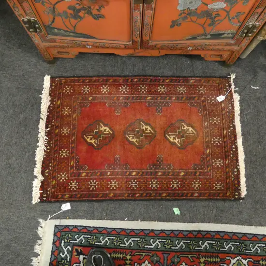 #223C PERSIAN TURKOMAN HAND KNOTTED RUG 86 X 56 CM