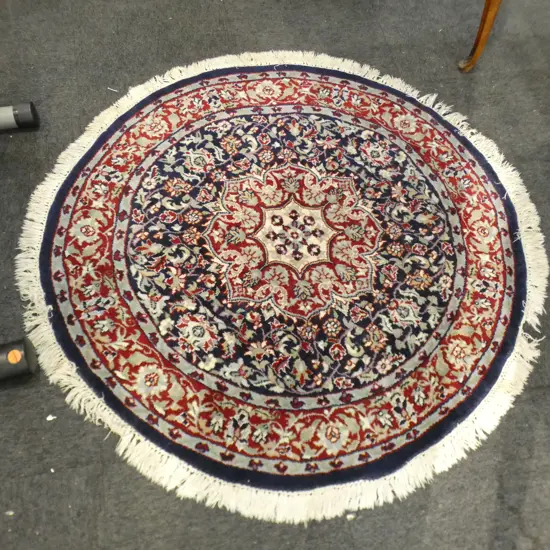 CIRCULAR HAND KNOTTED WOOL PILE RUG 1250mm dia