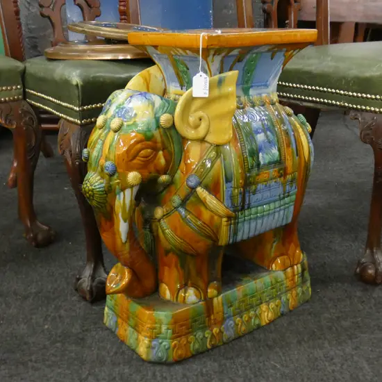 GLAZED ELEPHANT STOOL H.540mm