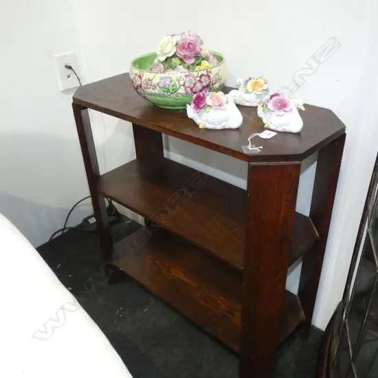 ART DECO OAK SIDE TABLE/SHELVES 660 X 285MM